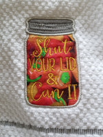 Shut Your Lid & Can It Embroidered Dish Towel